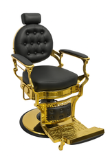 Black And Gold Barber Chair - Hydraulic Model (7-Year Warranty)