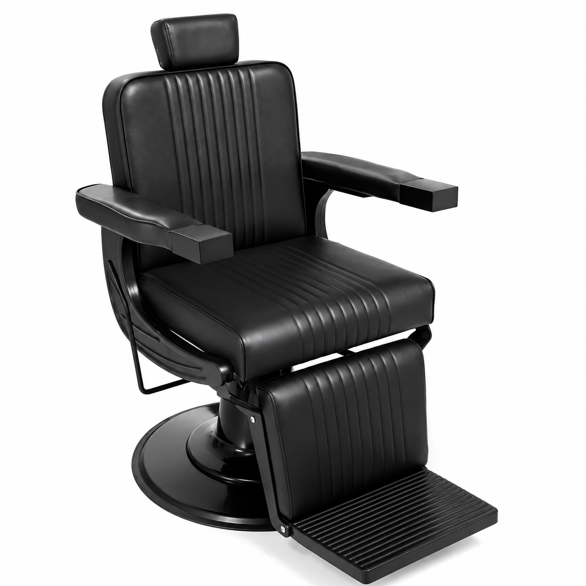 Full Black Barber Chair - NRCN Premium Hydraulic Model (7-Year Warranty)