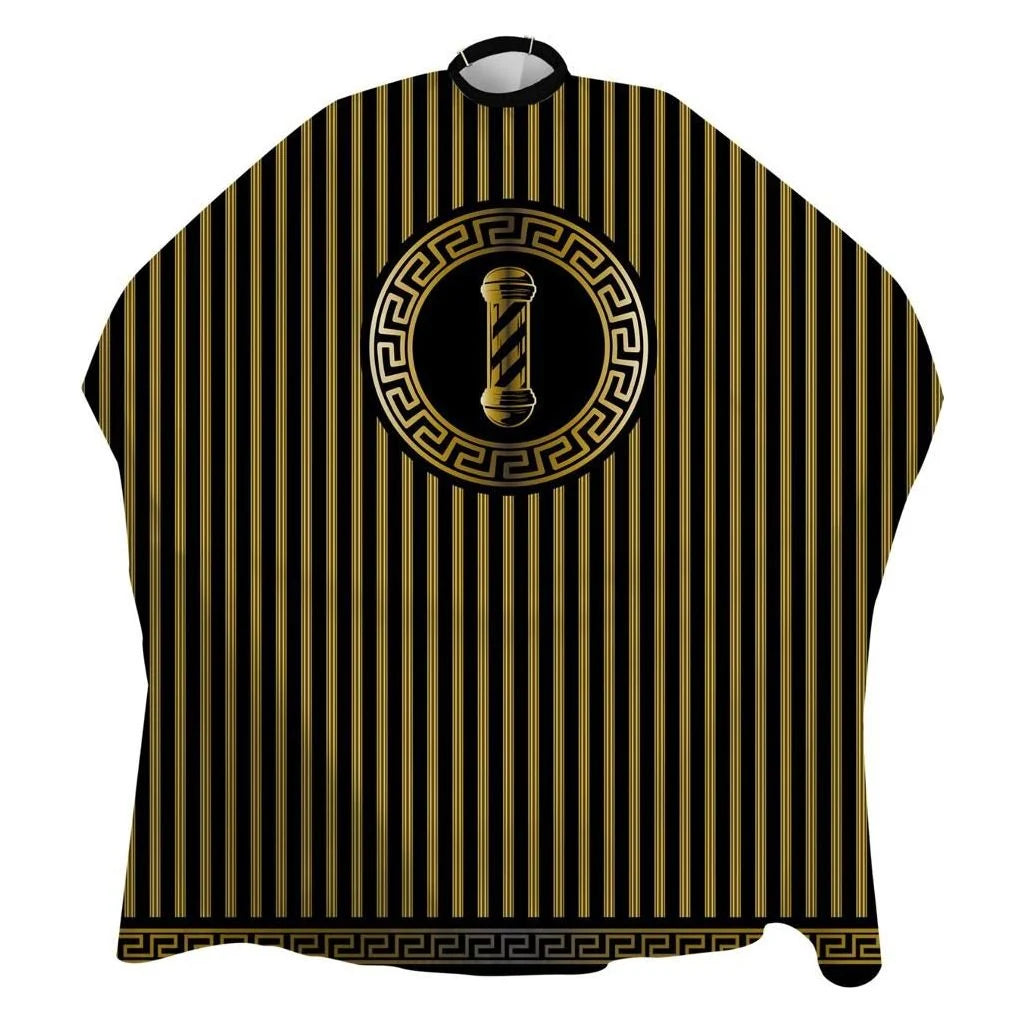 Cillo Professional Barber Cutting Cape – Yellow Stripe Barber Pole Design