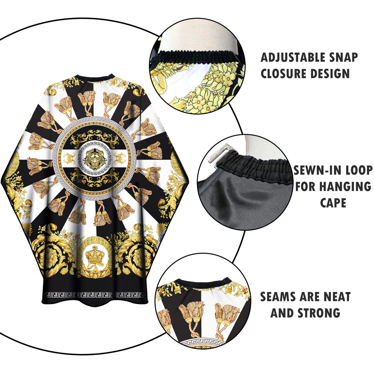 Cillo Professional Cutting Cape – Yellow Stripe Barber Lion Design