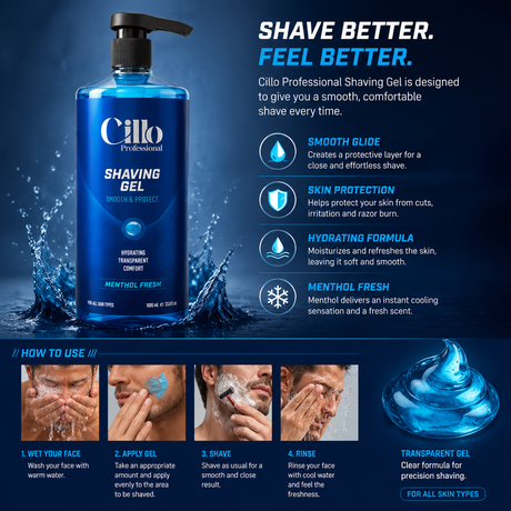 Cillo Fresh Shaving Gel 1000ml – Clear Barber Shave Gel