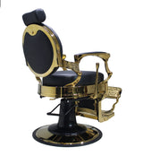 Black And Gold Barber Chair - Hydraulic Model (7-Year Warranty)