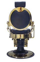 Black And Gold Barber Chair - Hydraulic Model (7-Year Warranty)