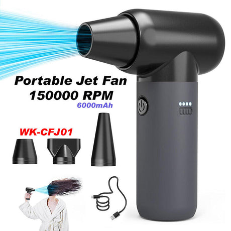 Portable Jet Blower 150000 RPM – 6000mAh Brushless Air Duster Black