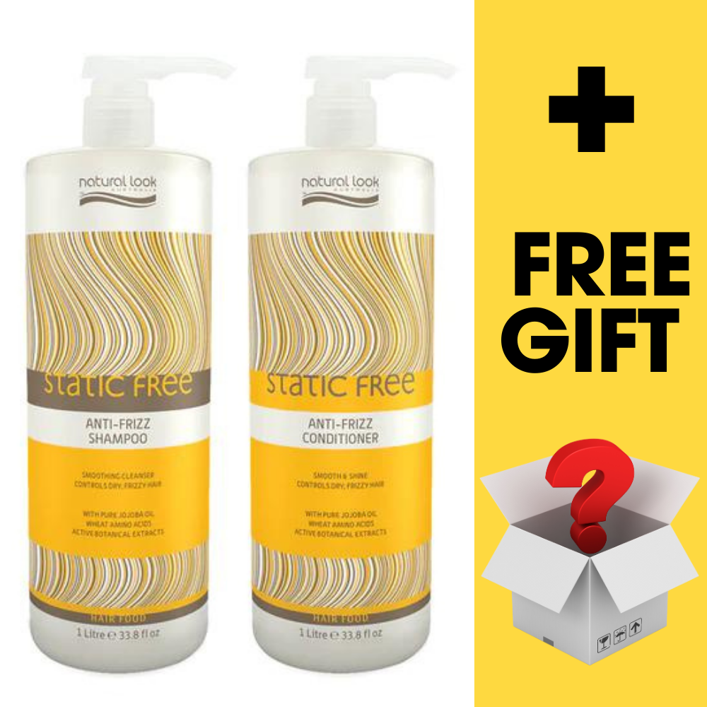 Natural Look Anti-Frizz Shampoo & Conditioner 1L + Free Hair Products