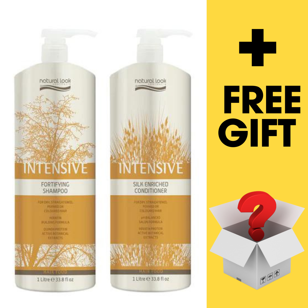 Natural Look INTENSIVE  Fortifying Shampoo & Conditioner 1000 ML Keratin + Free Hair Products