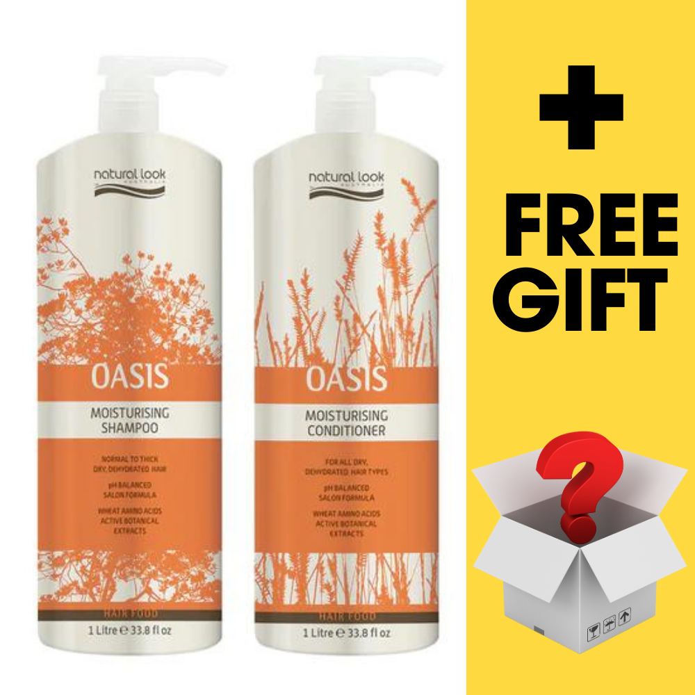 Natural Look Oasis Moisturising Shampoo & Conditioner 1000ml + Free Hair Products