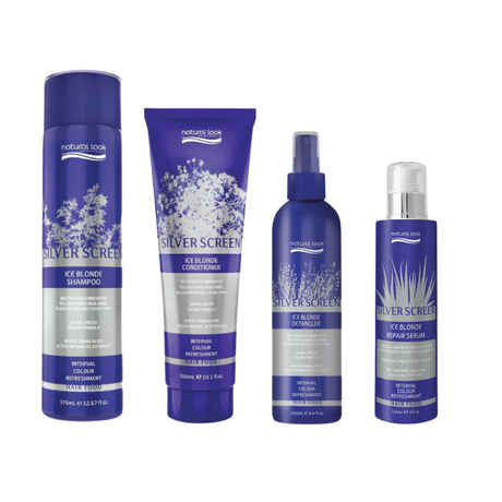 Natural Look Silver Screen Ice Blonde Shampoo 375 ML&Conditioner&Repair Serum&Detangler&Smooth Ends