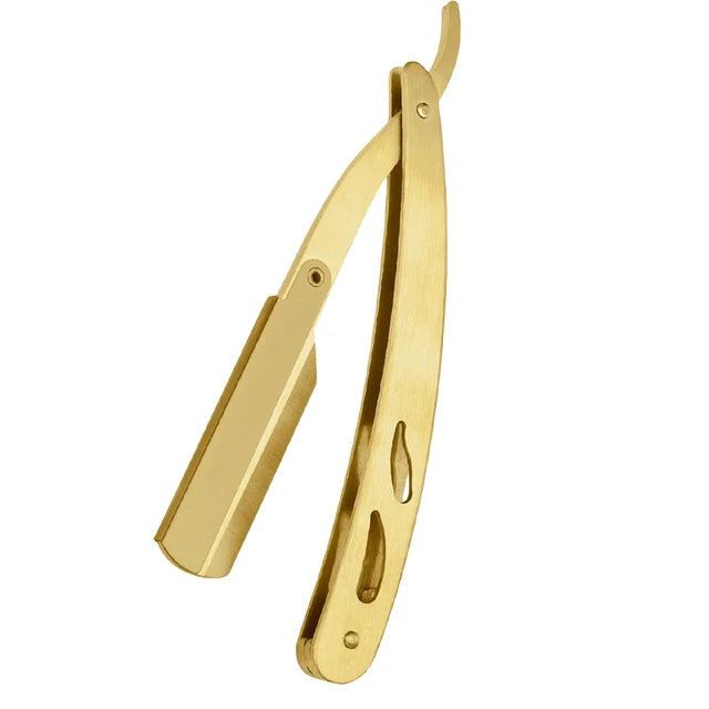 Men Shaving Classic Straight Cut Throat Shaving Razor - Gold