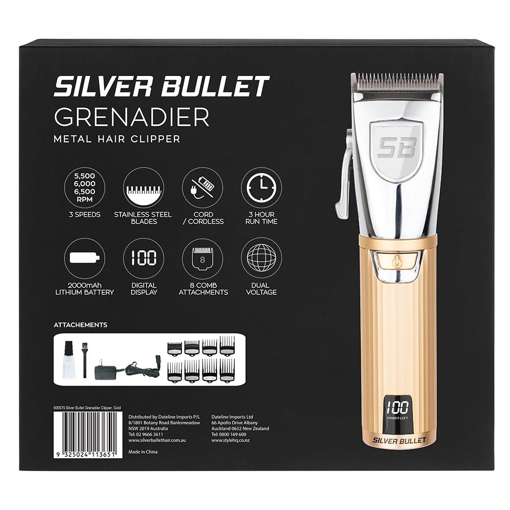 Silver Bullet Grenadier Metal Men's Hair Clippers Gold