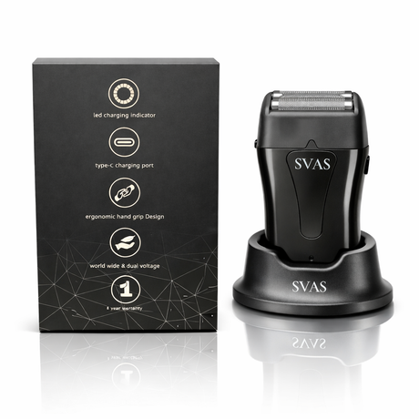 SVAS Double Foil Electric Shaver For Men - Cordless Black DLC Blades