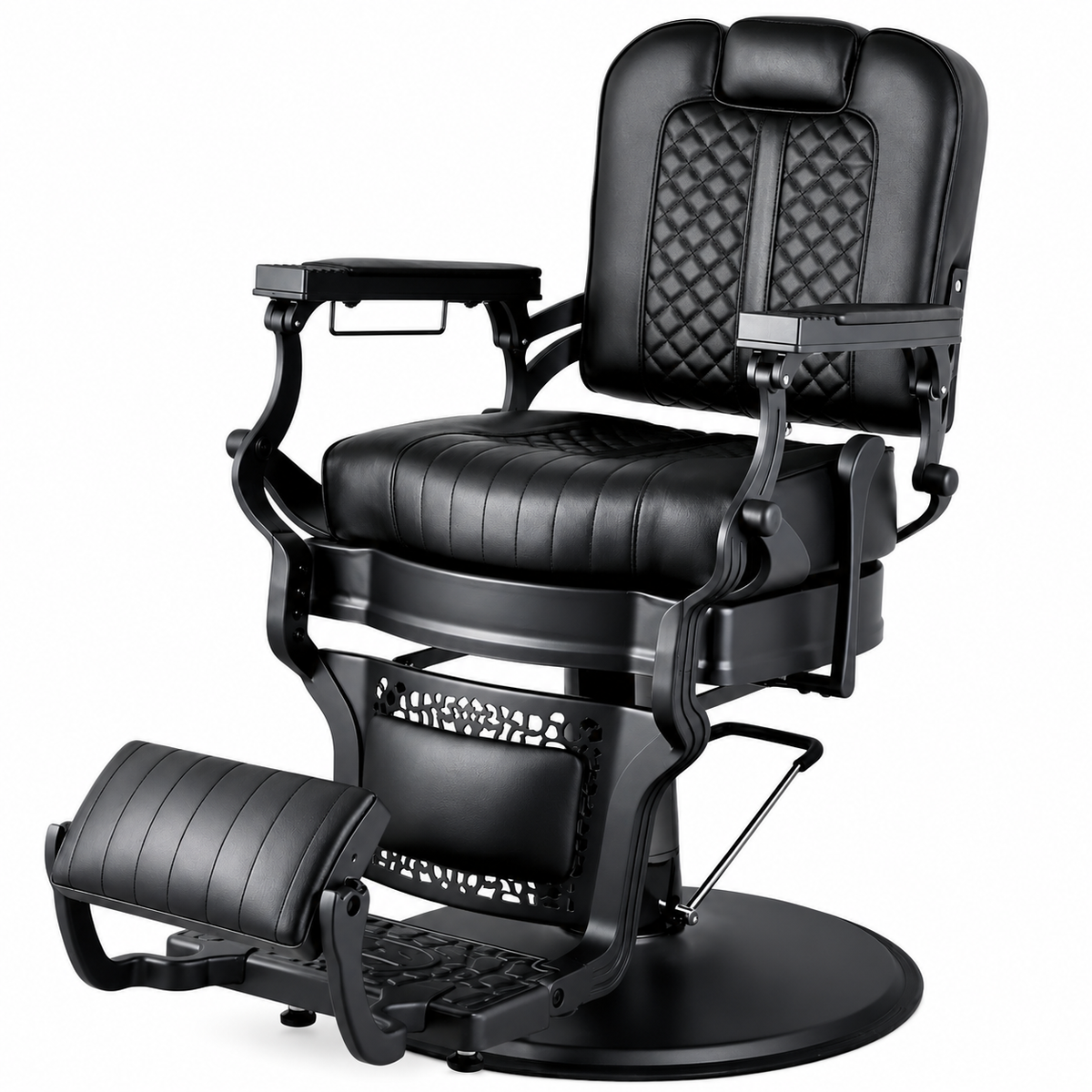 Full Black Barber Chair - TCN Premium Hydraulic Model (7-Year Warranty)