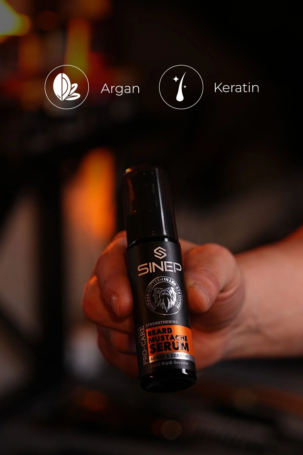 SINEP Beard & Mustache Serum 50ml Argan Oil & Keratin Beard Care Serum