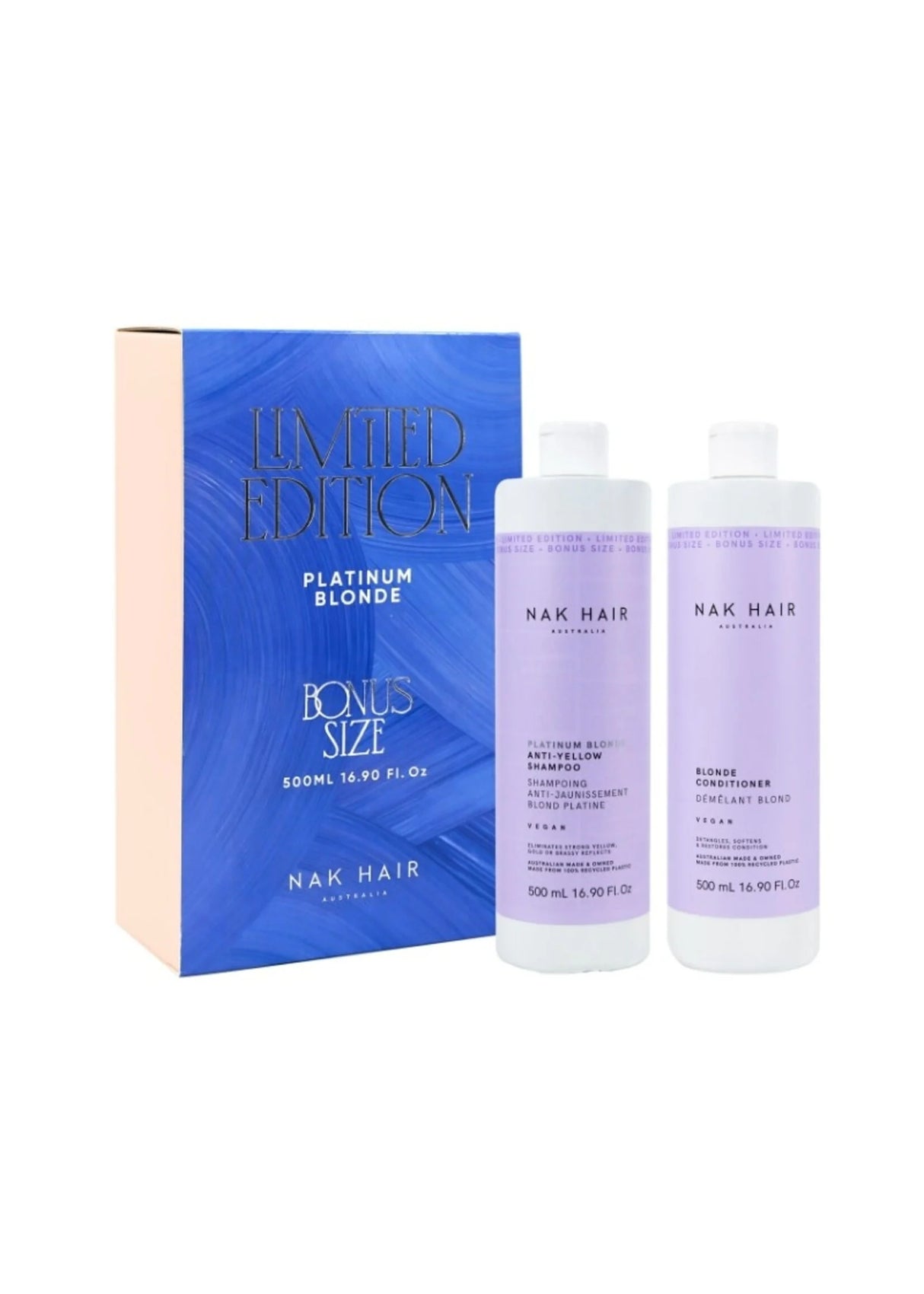 Nak Hair 500ml Platinum Blonde Shampoo & Conditioner Duo