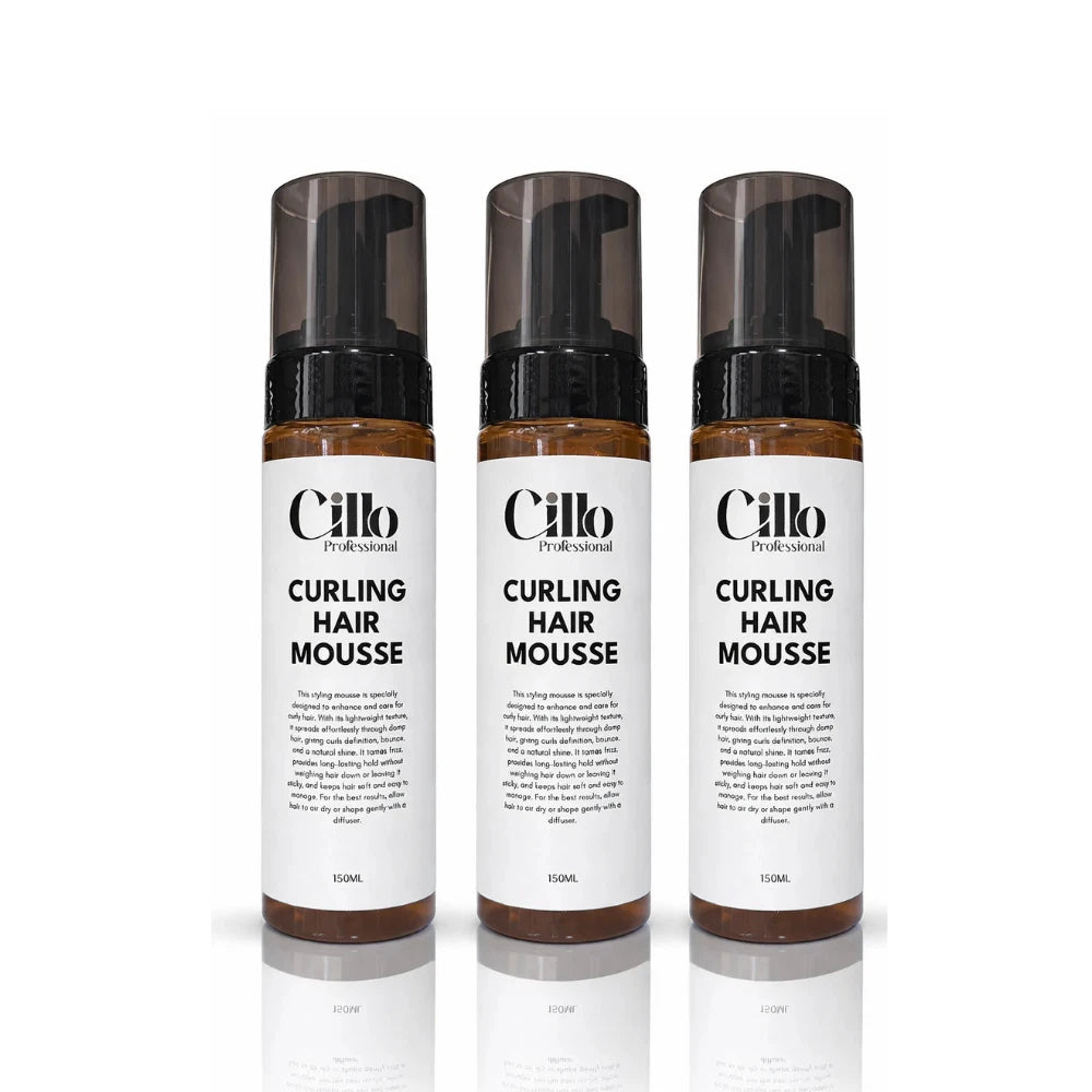3x Cillo Professional Curling Hair Mousse 150ml – Defines Curls, Frizz Control