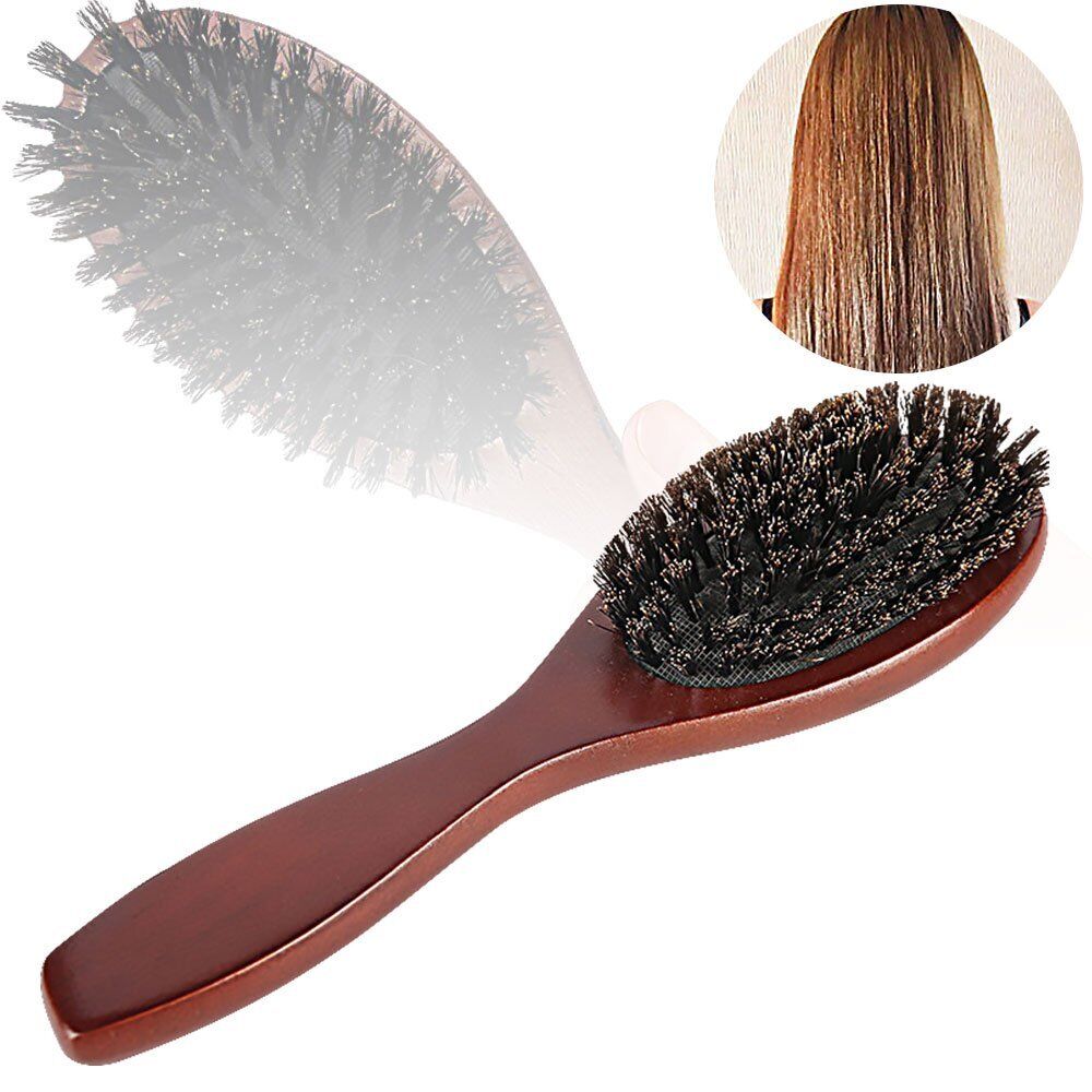 Natural Paddle Hair Brush Boar Bristle Hair Brush Comb Oval