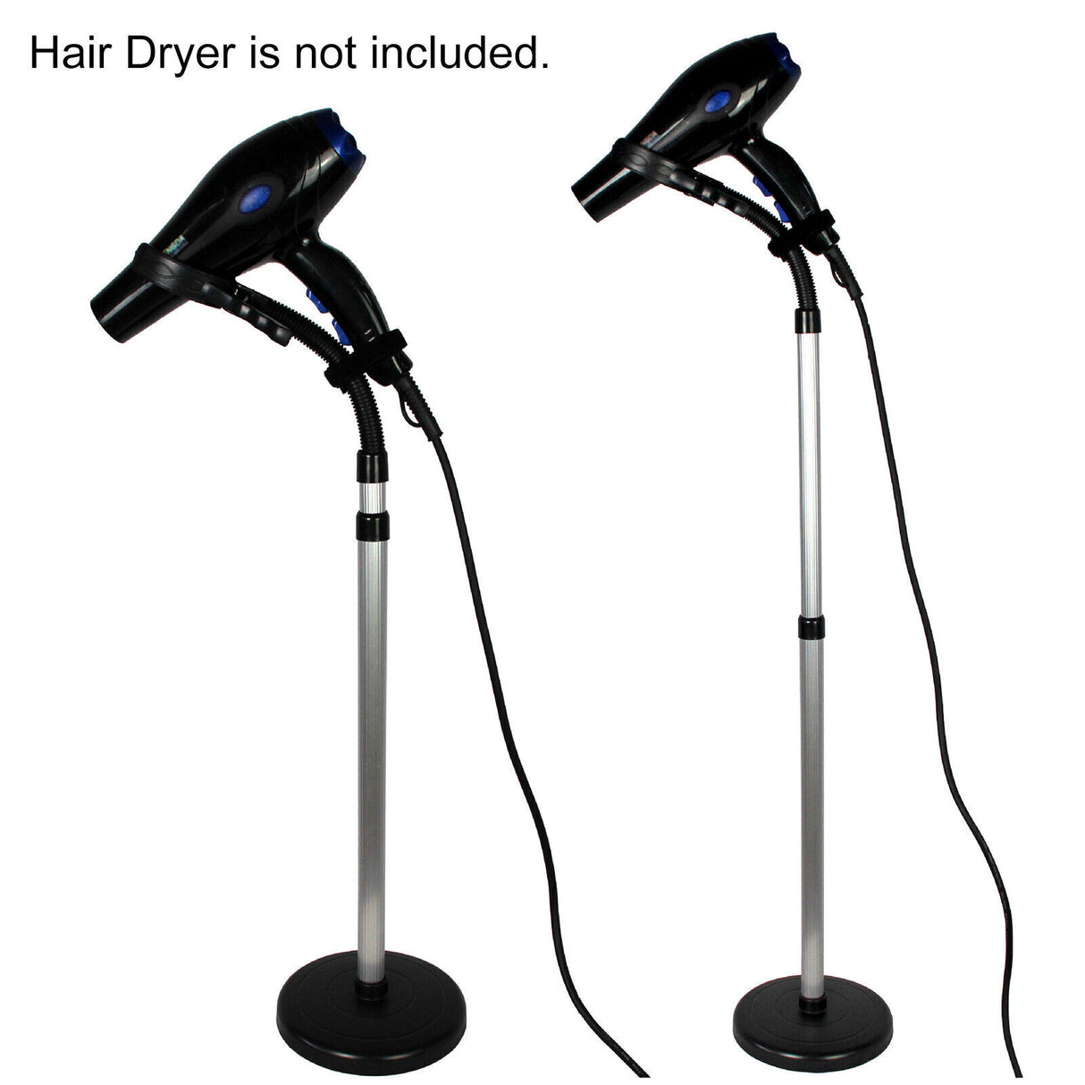 360° Adjustable Height Hair Dryer Stand Hands Free Blow Dryer Holder