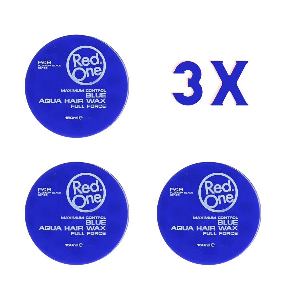 3 x RedOne Blue Aqua Hair Styling Wax Full Force | 150 ml | Red One Wax