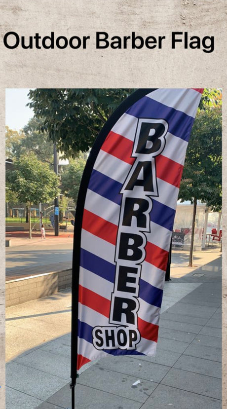 Barber Shop Flag Banner 3.4m Full Set + Bag - Barber Tools