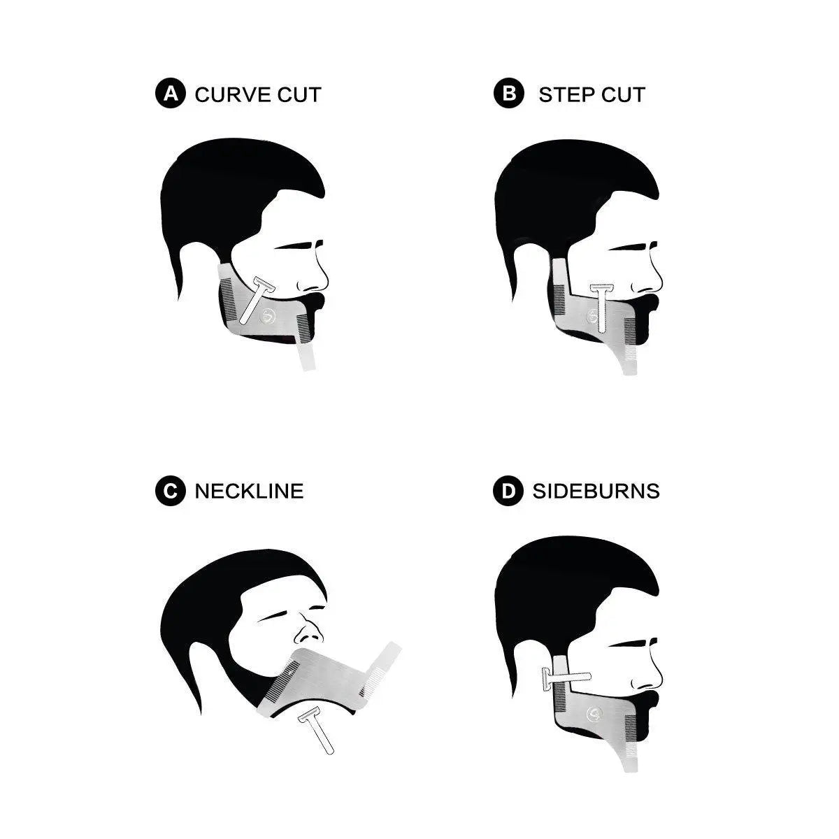 Beard Styling Shaping Template Comb Tool Symmetry Trimming Shaper Stencil