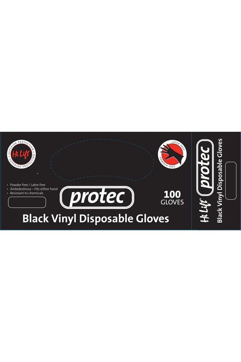 Hi Lift Protec Black Vinyl Disposable Gloves - Barber Tools