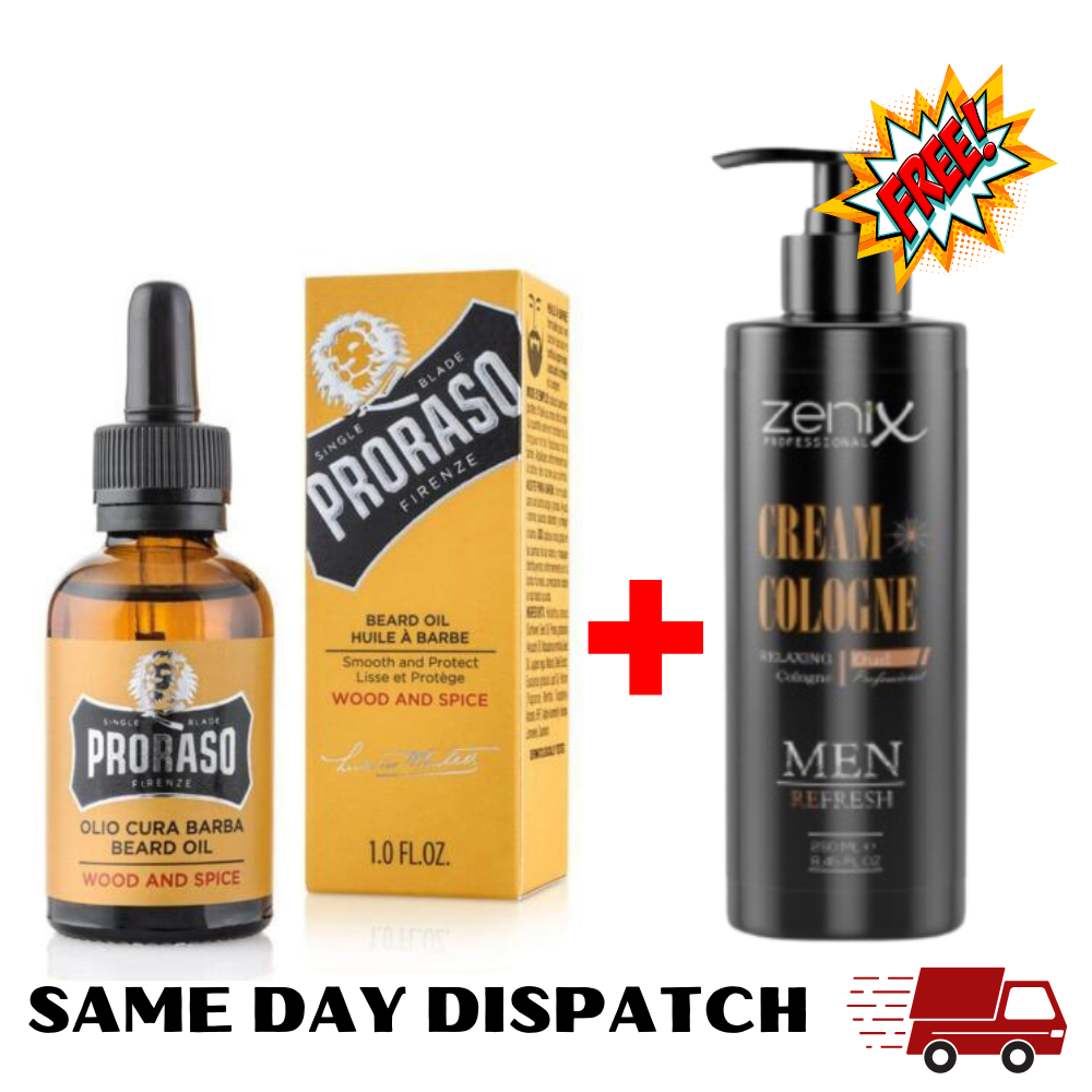 Proraso Beard Oil Growth Wood & Spice 30ML + After Shave Cream Cologne