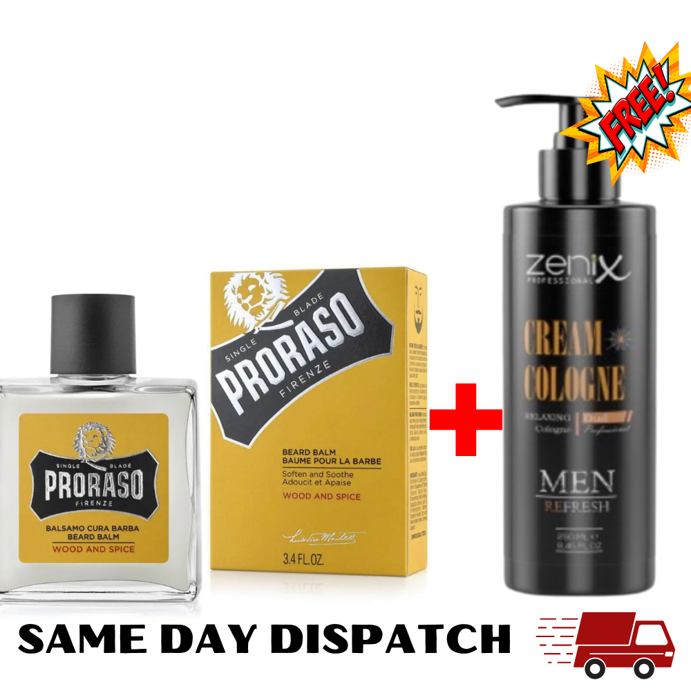 Proraso Wood & Spice 100ml Beard Balm Post Shave And Cream Cologne