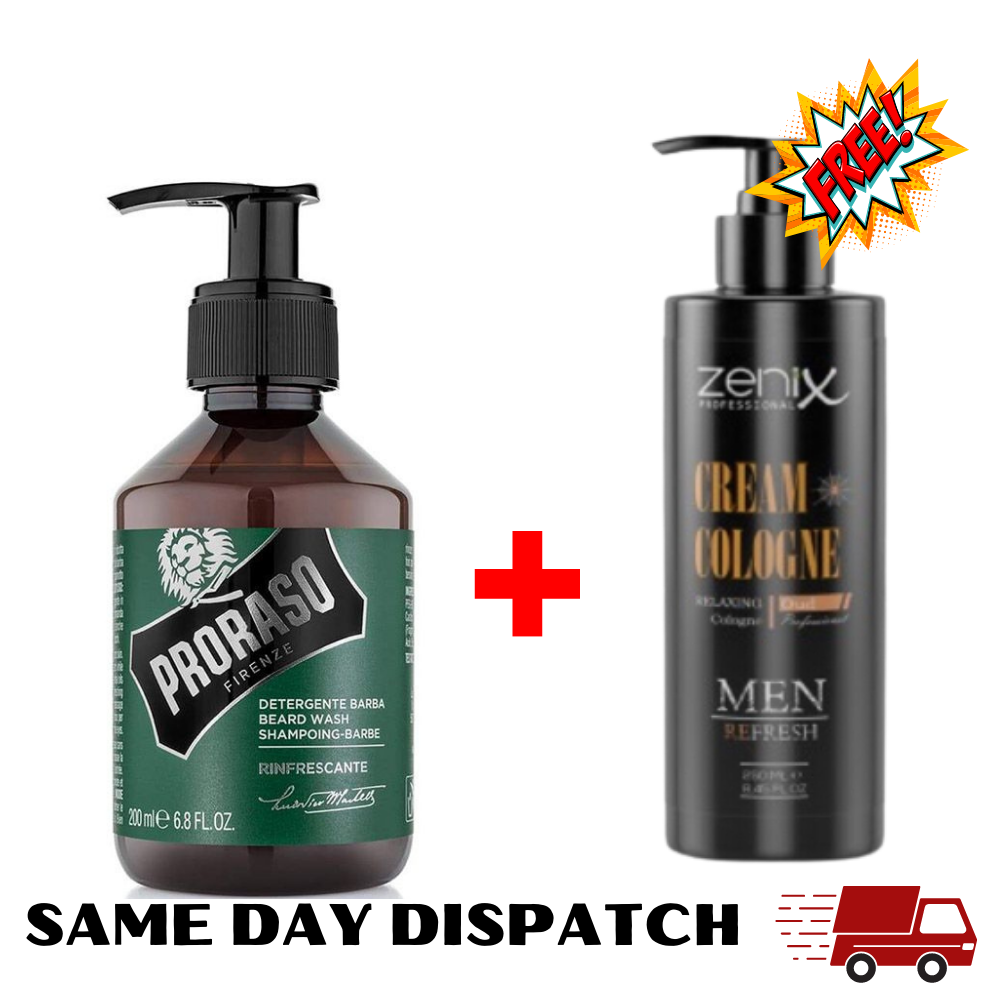 Proraso Beard Wash Refreshing 200ml And Aftershave Cream Cologne