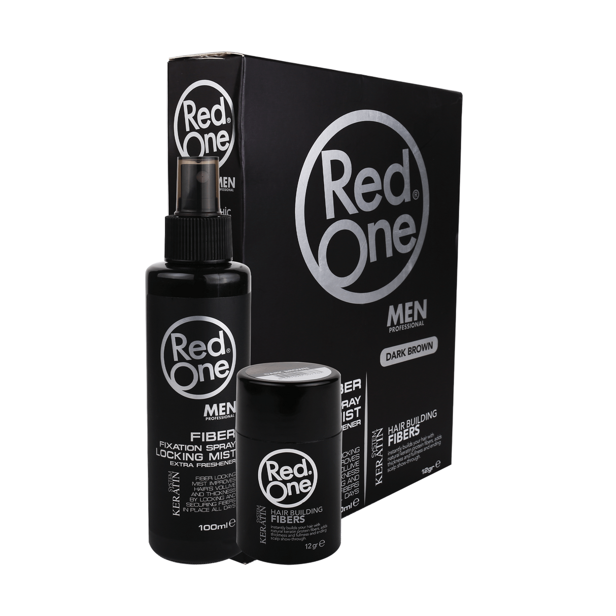 RedOne Dark Brown Hair Fiber Set 12 gr + 100 ml Spray