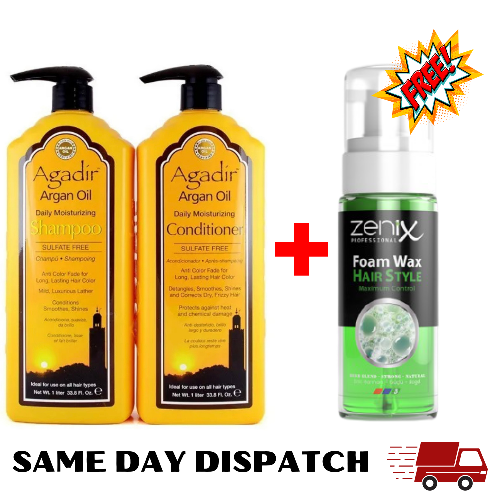Agadir Argan Oil Daily Moisturizing Shampoo 1 Litre And Conditioner 1 Litre - Faom Hair Styling