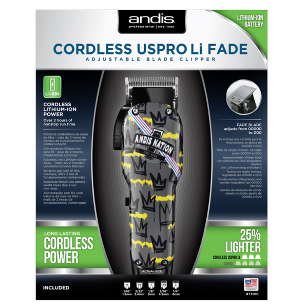 Andis Pro Li 73100 Cordless Fade Clipper – Fade Nation Limited Edition
