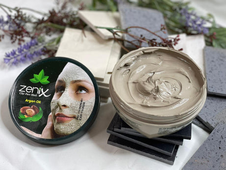 Zenix Collagen Face Facial Clay Mask Set -Mint , Argan and Coffeine-  350g/per